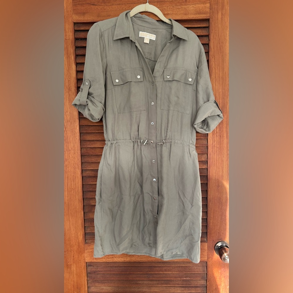 MICHAEL KORS Green Mini Utility Dress w Drawstrings Size S